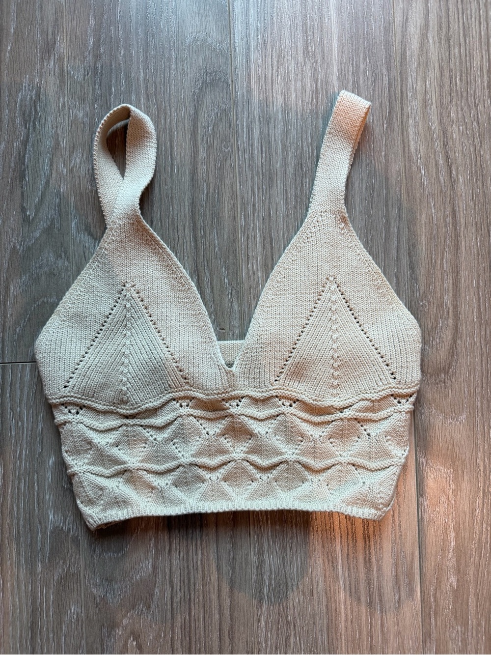 Free People Cream Crochet Knit Bralette Top